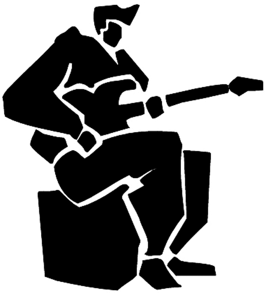 Guitar player silhouette vinyl sticker. Customize on line. Music 061-0231